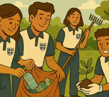 jovenes prestando el servicio social, generado cn microsoft copilot